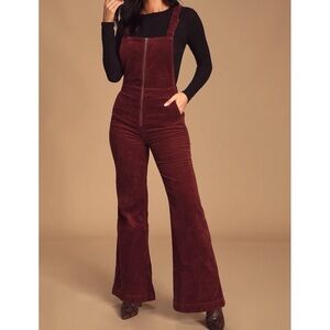Rolla’s Eastcoast Flare Overall Bordeaux Cord Maroon Corduroy Sz 25 Short Length